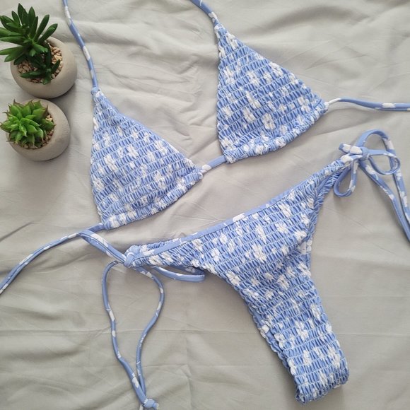 3/$30 ZAFUL Ditsy Print Smock Tie Bikini